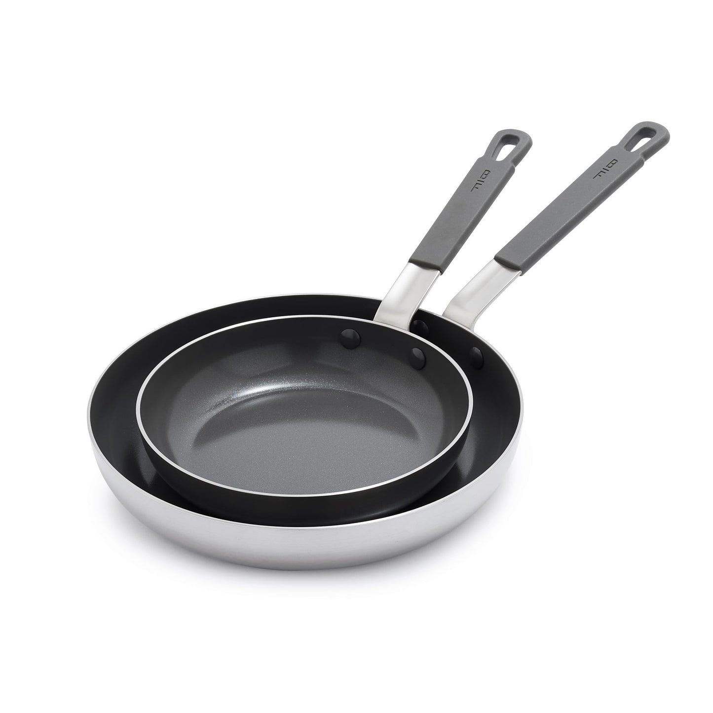 GreenPan x Bobby Flay Stainless Steel 8” & 10” Frying Pan Skillet Set Professional Grade Tri Ply PFAS-Free Ceramic Nonstick Induction Suitable Dishwasher & Oven Safe Stay Cool Handle